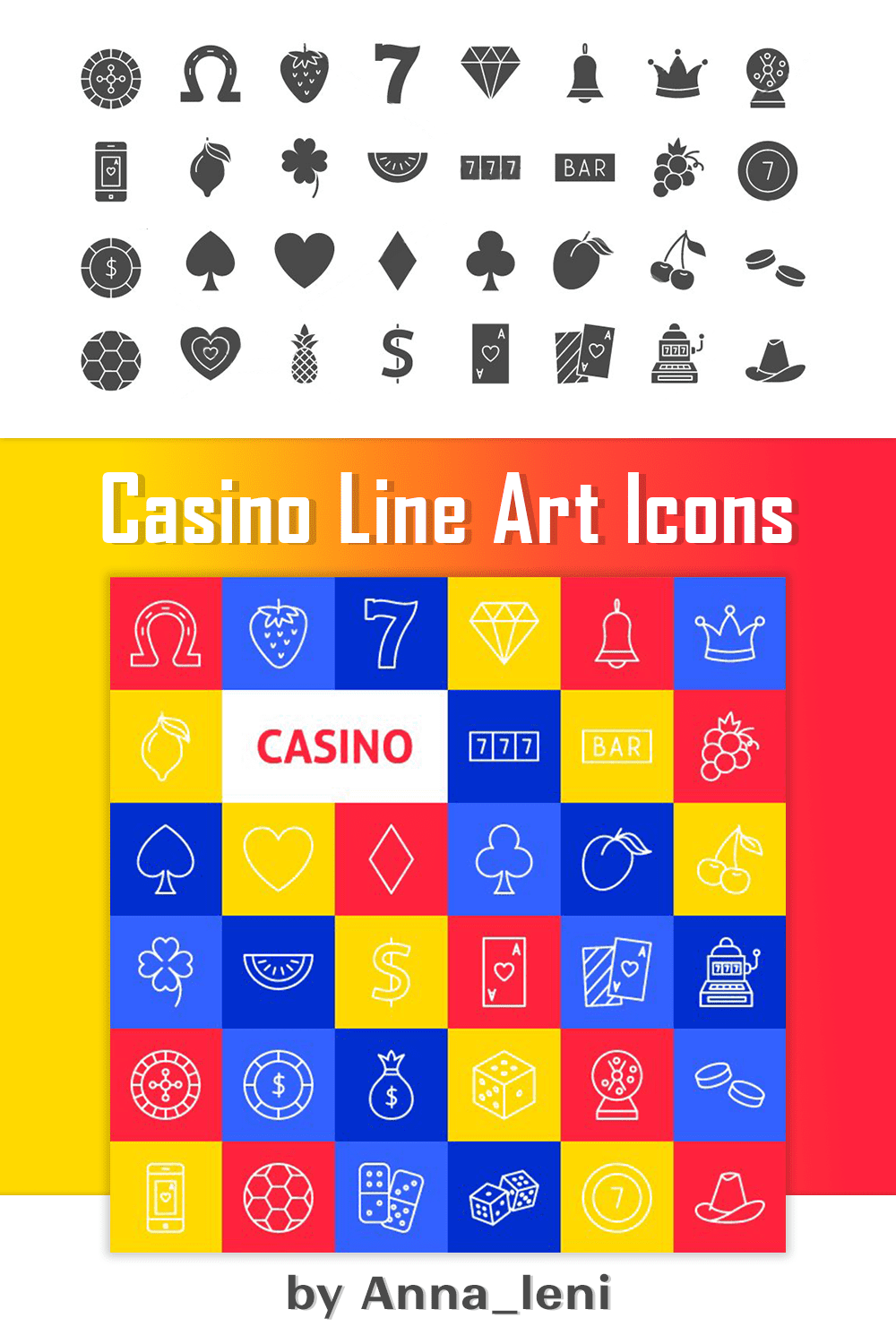 casino line art icons pinterest