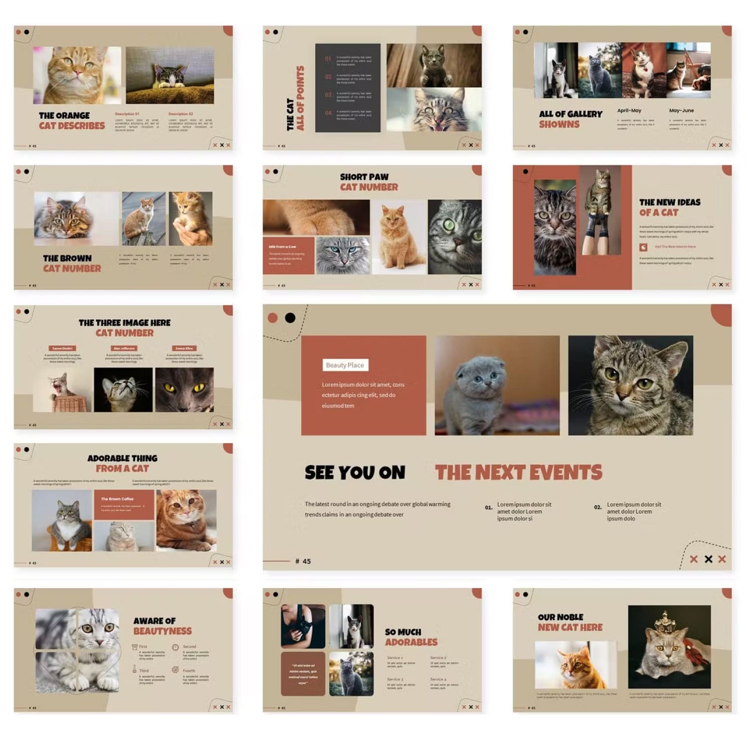 Cat adopted for happines powerpoint template from Vunira.