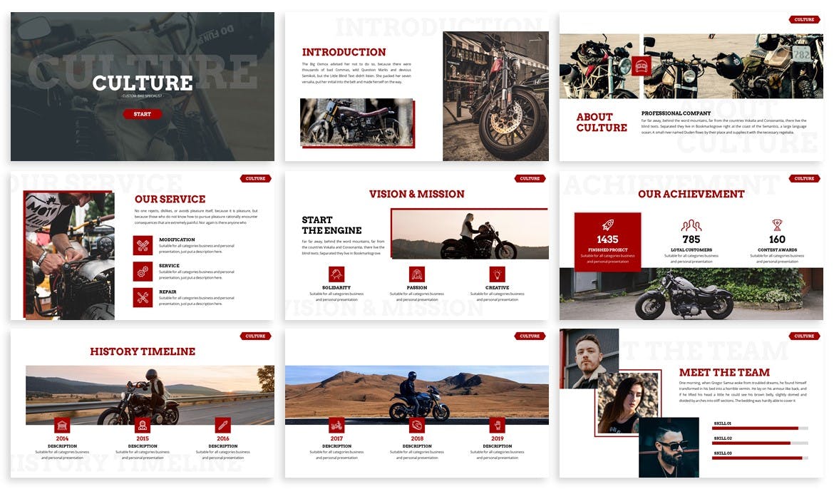 Modern template with red elements.