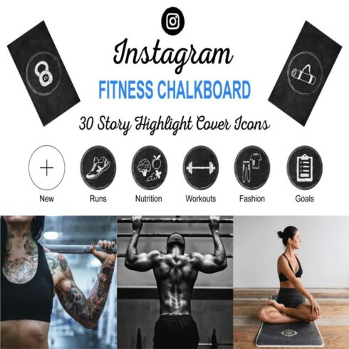 Instagram Fitness ChalkBoard (30 Story Highlight Cover Icons) cover image.