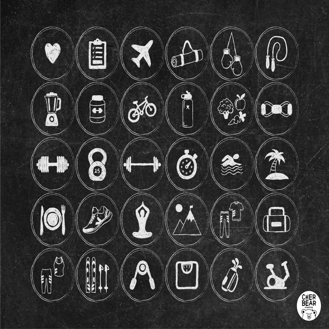 Instagram Fitness ChalkBoard (30 Story Highlight Cover Icons) preview image.