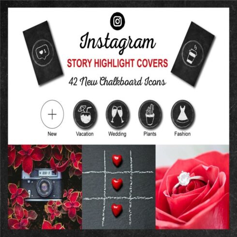 Instagram Story Highlight Covers (42 New ChalkBoard Icons) cover image.