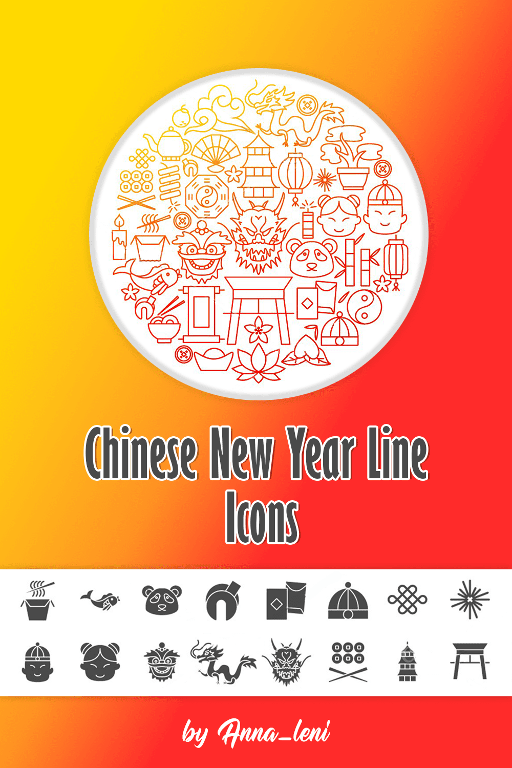 chinese new year line icons pinterest