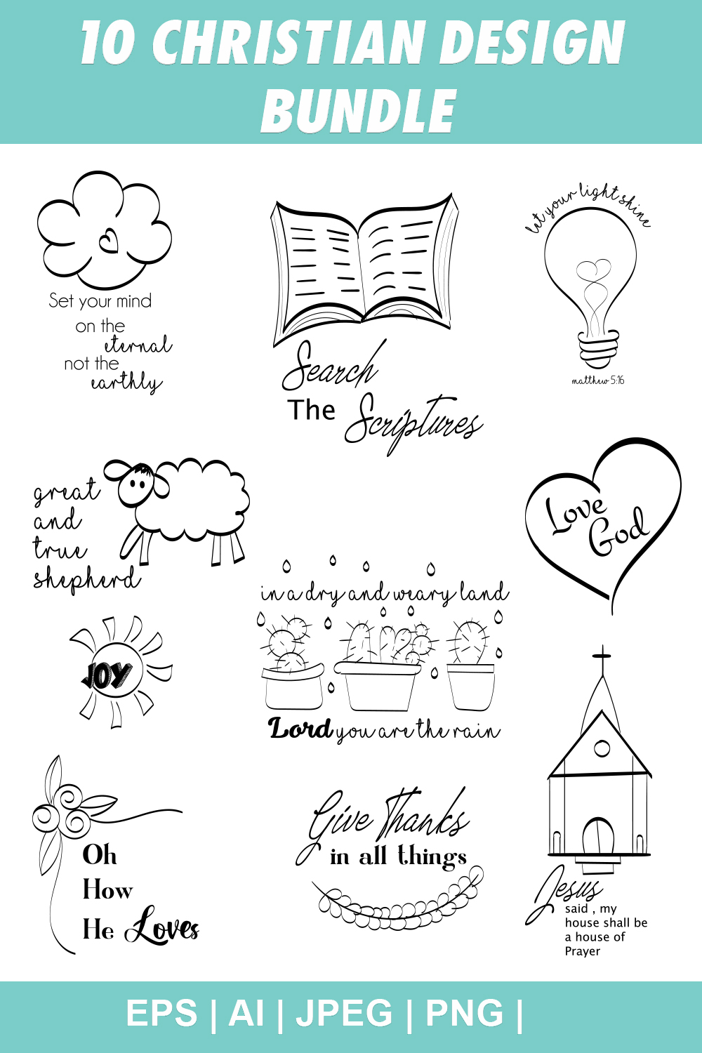 10 Christian Design Bundle Pinterest Image.