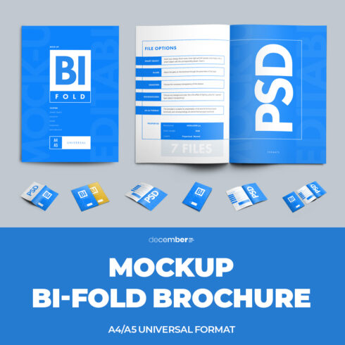 7 Mockup Bi Fold Brochures Cover Image.