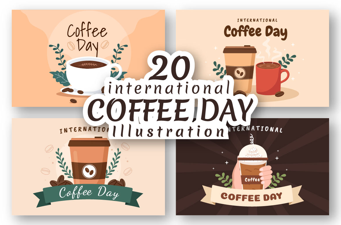 20 International Coffee Day Illustration facebook image.