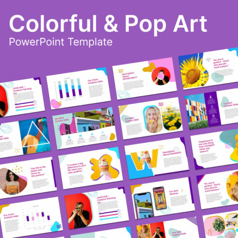 Colorful pop art powerpoint template - main image preview.