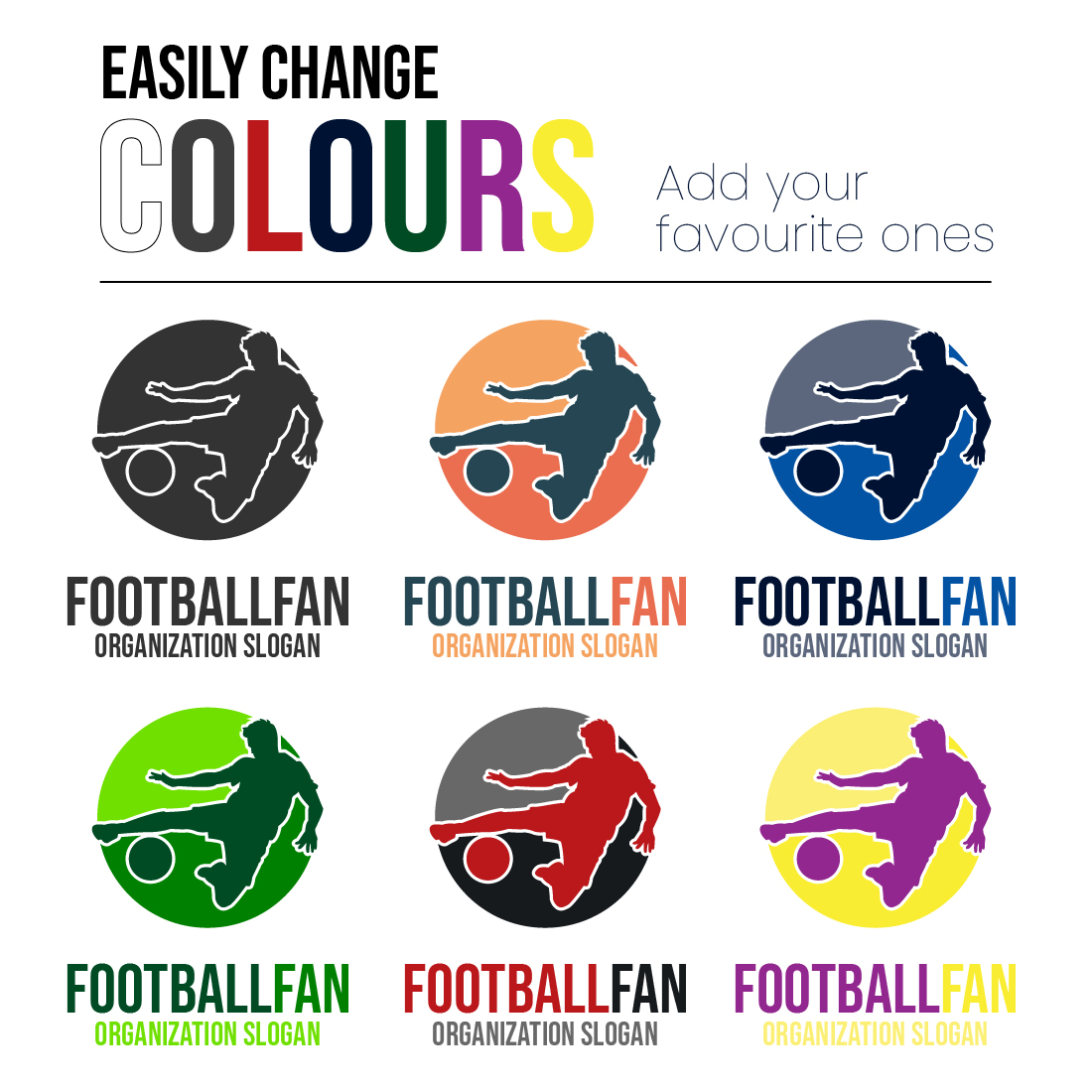 10 Football Fan Logos Colored Example.