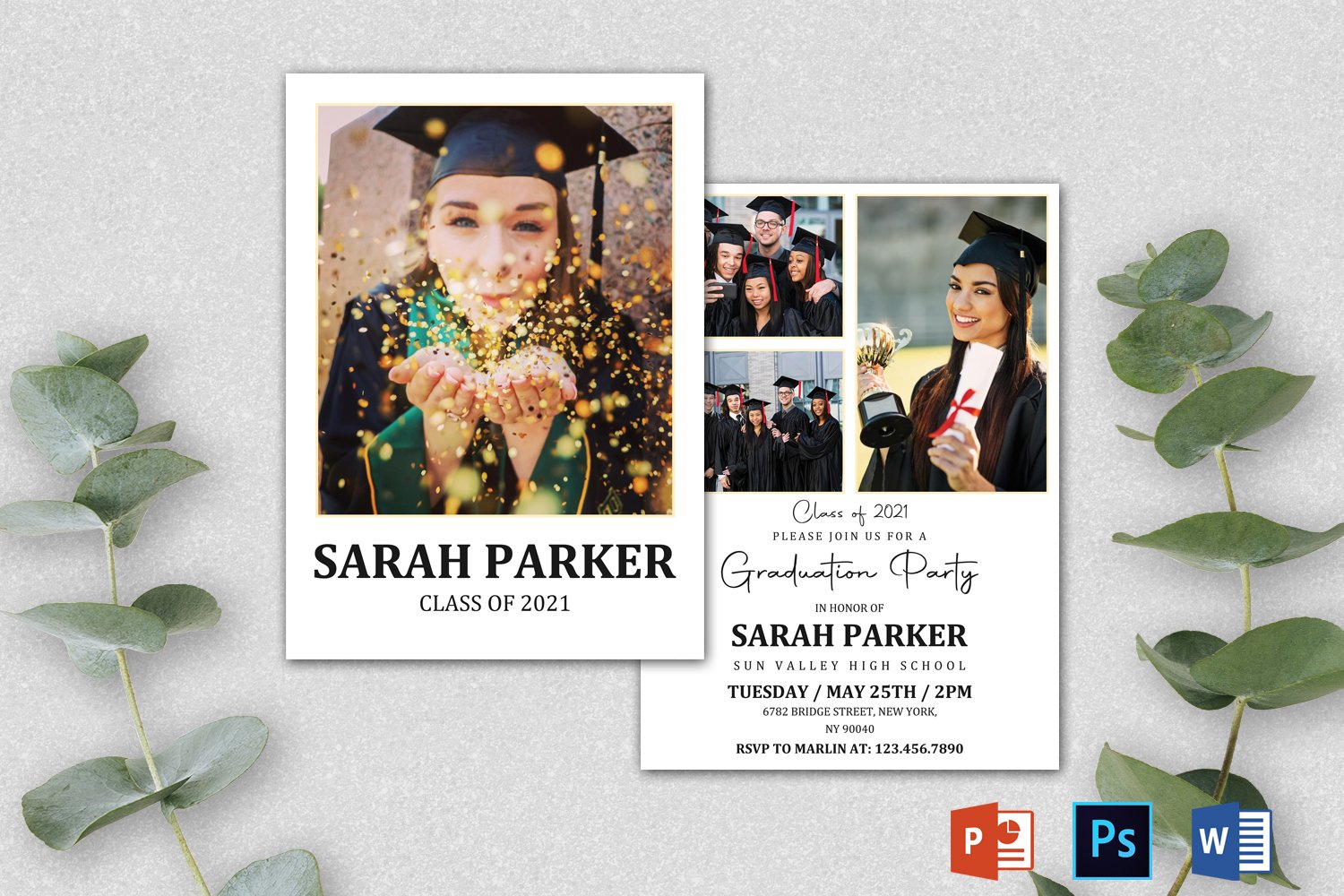 Modern graduation template with cool fonts.