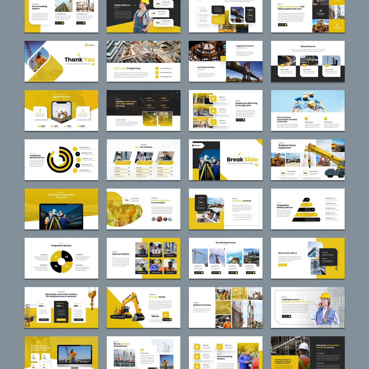 Construction PowerPoint Template cover.