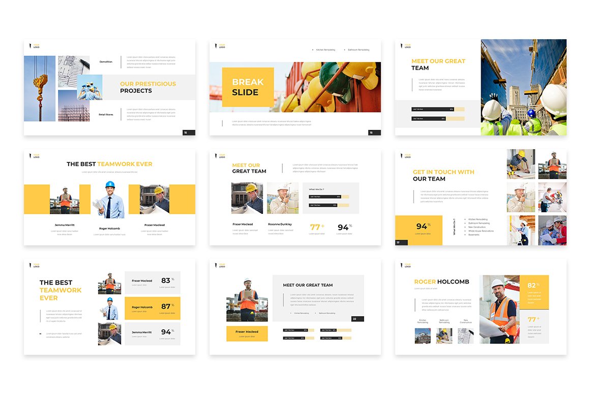 So light and stylish template with yellow elements.