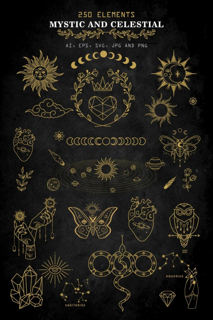 Mystical and Celestial Elements Illustration - MasterBundles