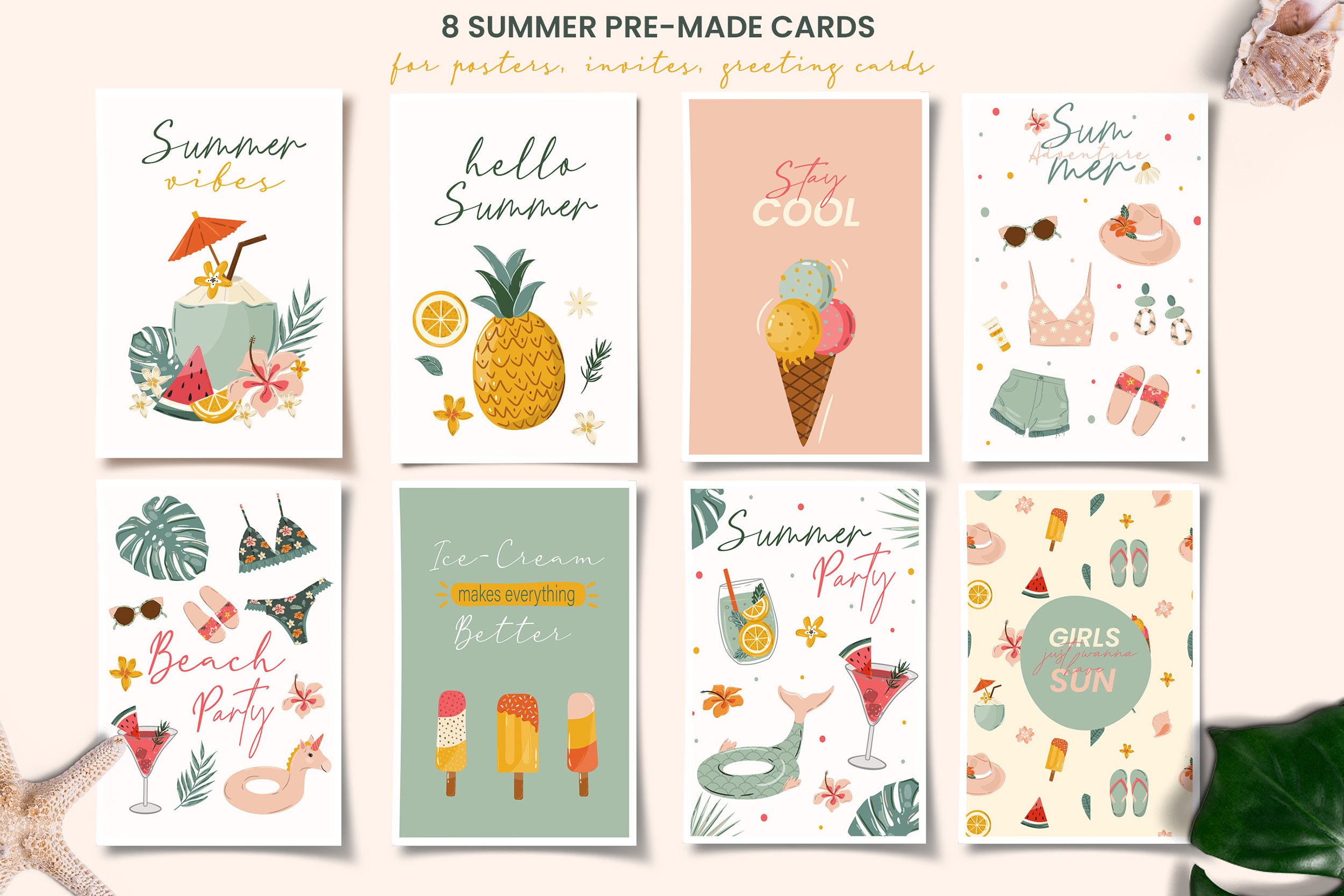 Colorful beach cards.
