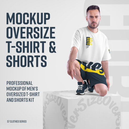 10 Mockups Oversize T-shirt and Shorts Kit on the Cube cover image.