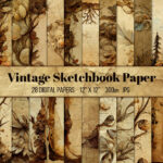 cover square Vintage Sketchbook Paper Backgrounds.