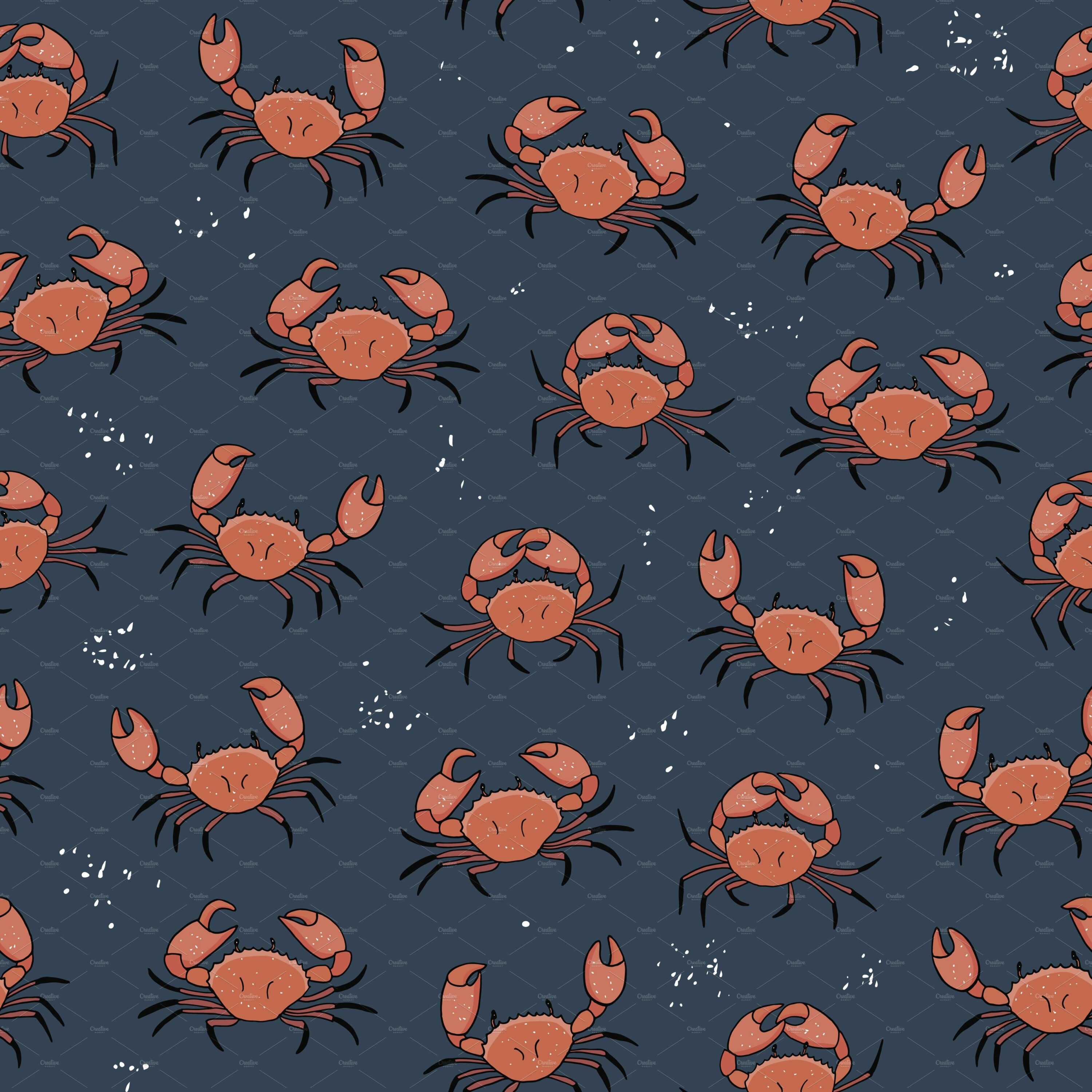 Dark background with red crabs set.
