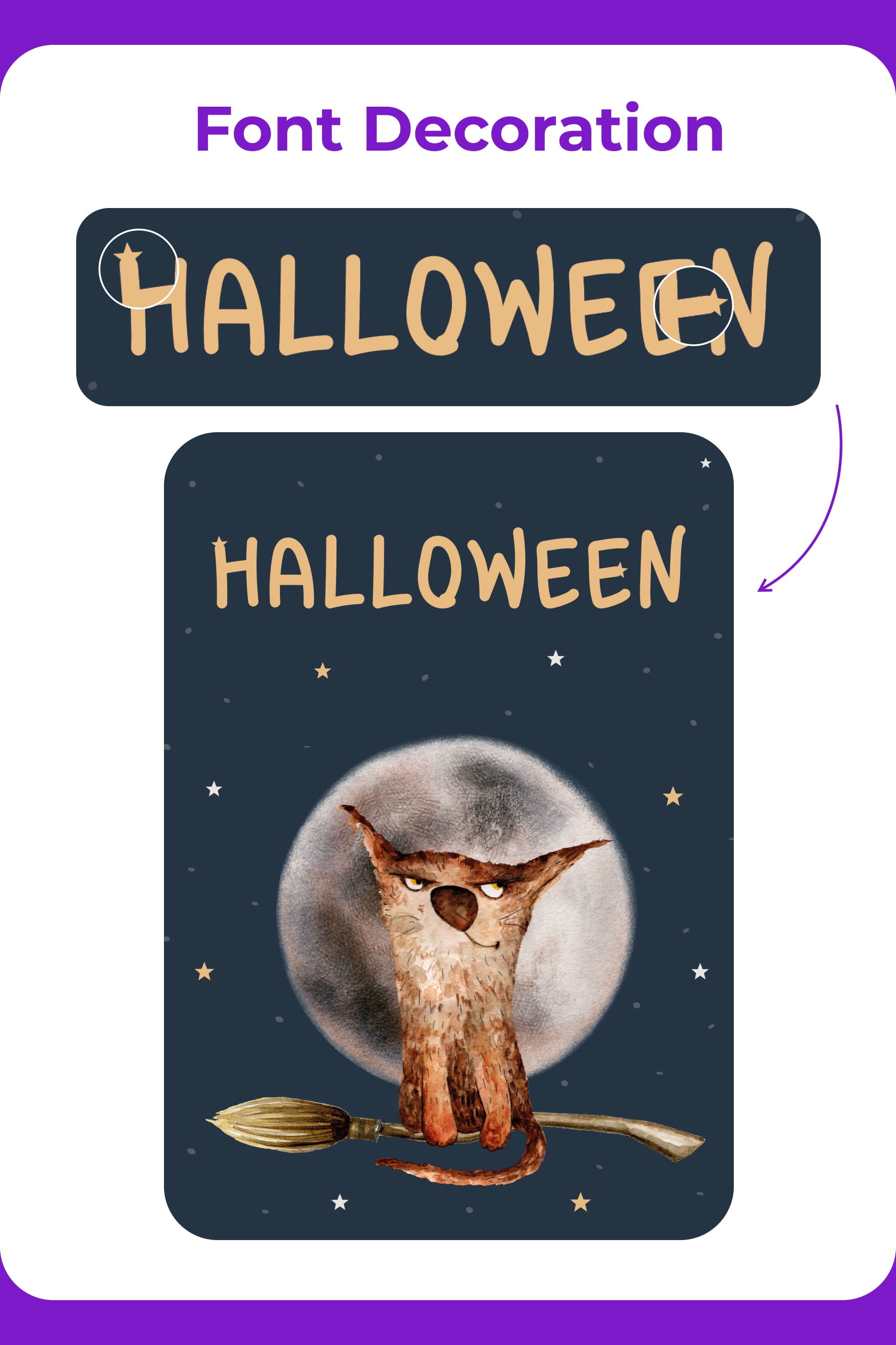 creating the graphic part of the halloween card - font decoration.