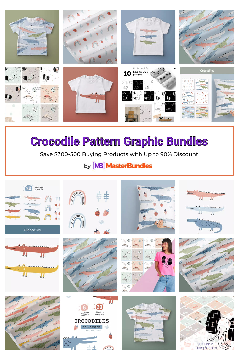 Crocodile Pattern Graphic Bundles for Pinterest.