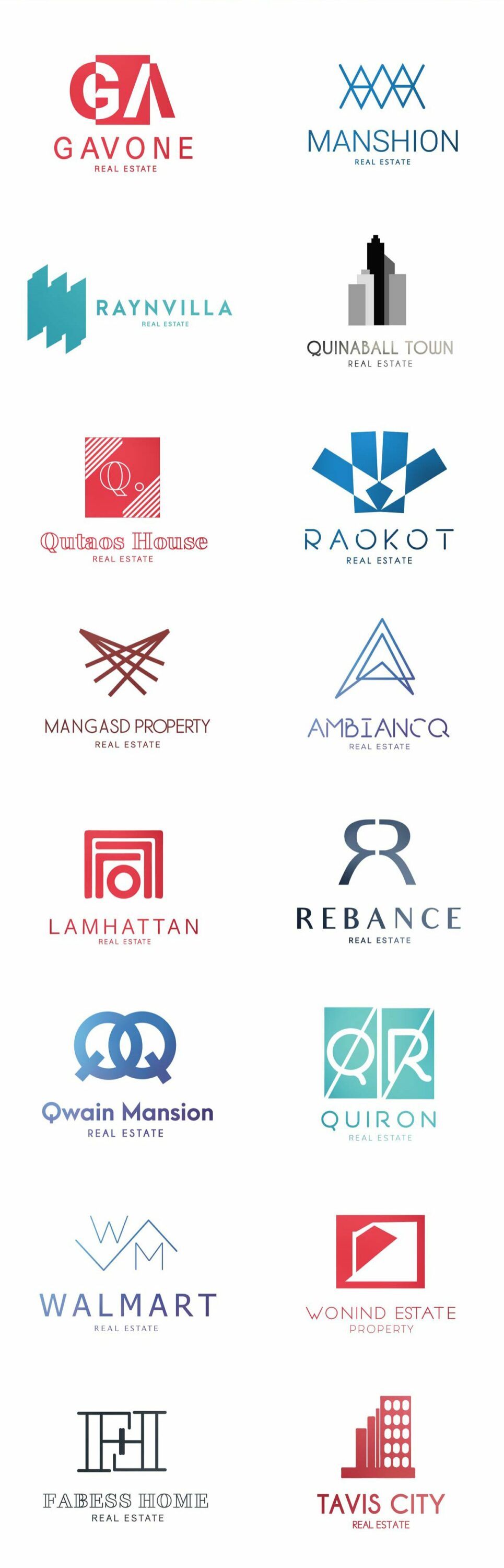 Nice minimalistic logos for real estate projects.
