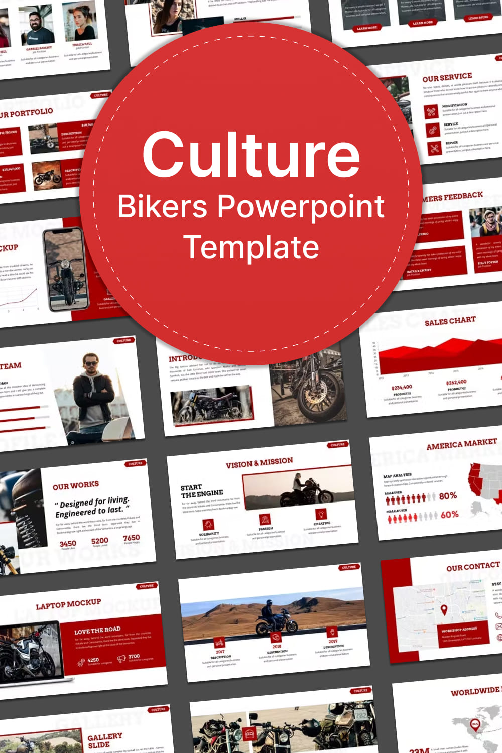 Culture bikers powerpoint template - pinterest image preview.