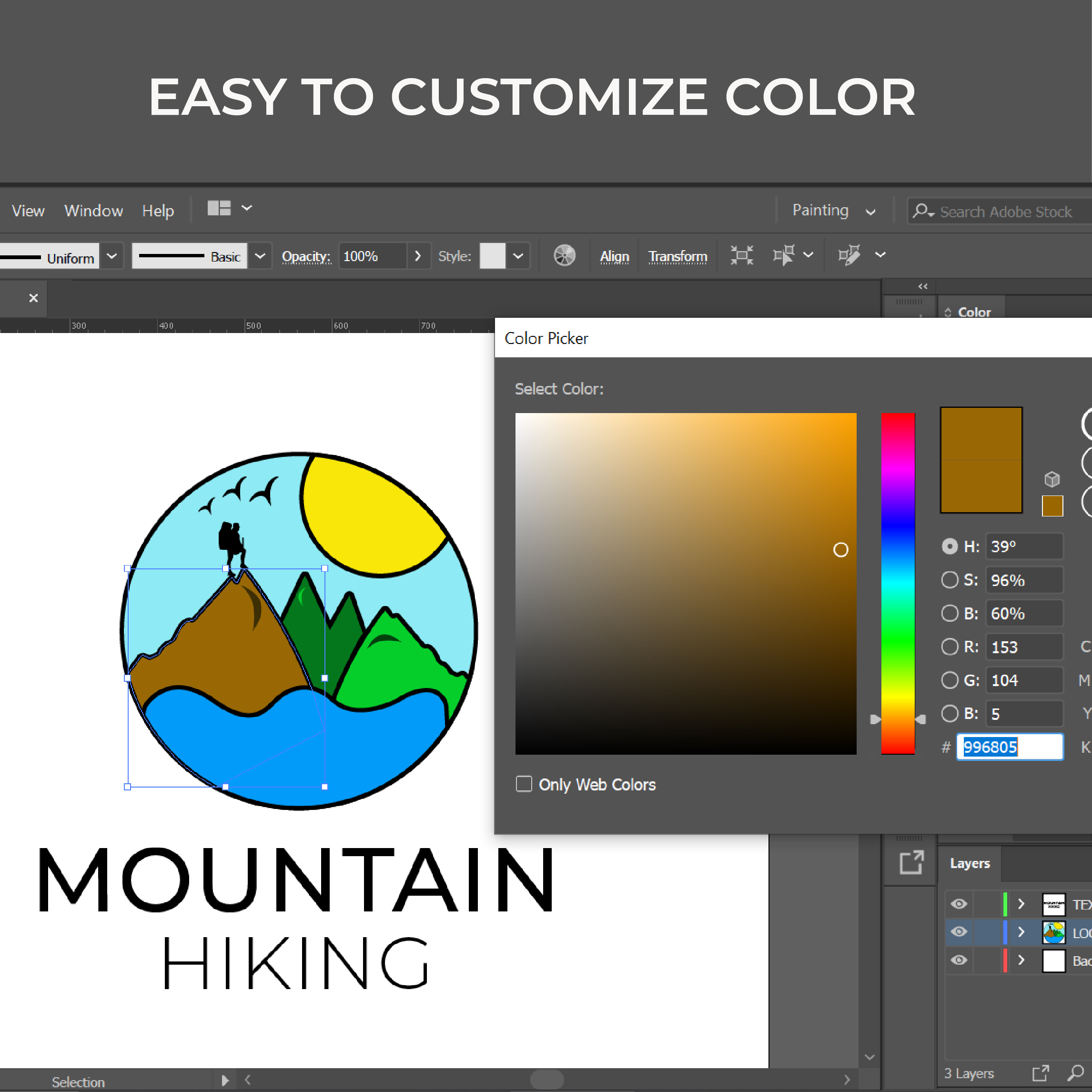 customize color Mountain Hicking Logo Design Template