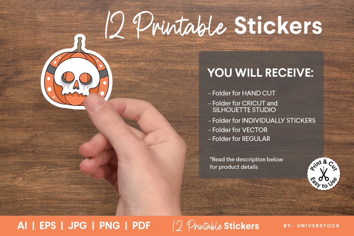 Halloween Printable Stickers for Cricut Bundle, what you will receive.