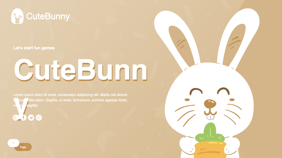 Light title slide of cute bunny template.