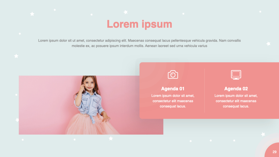 Cool pastel slide with image and text sections.