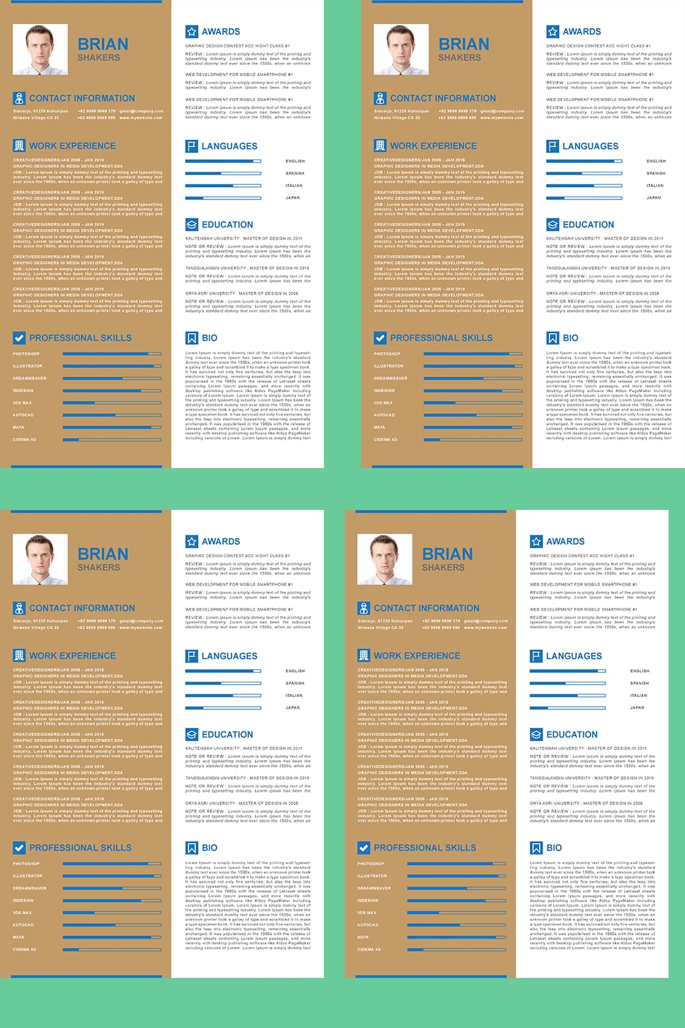 CV Resume and Template pinterest image.