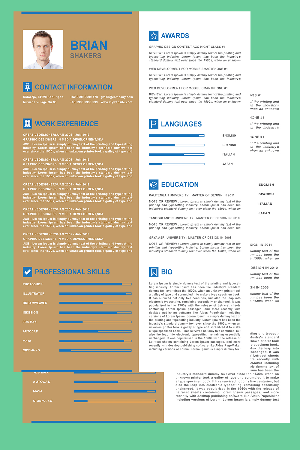 CV Resume and Template for print.