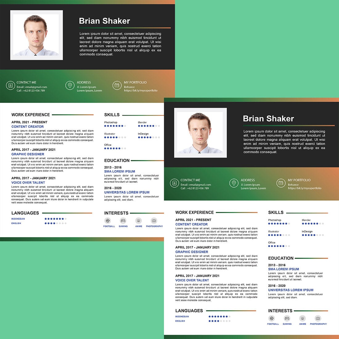Design Web CV Resume Template facebook image.