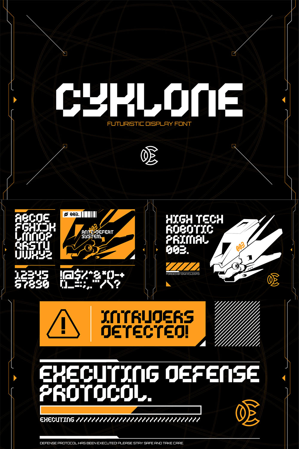 CYKLONE - Futuristic Display Font pinterest image.