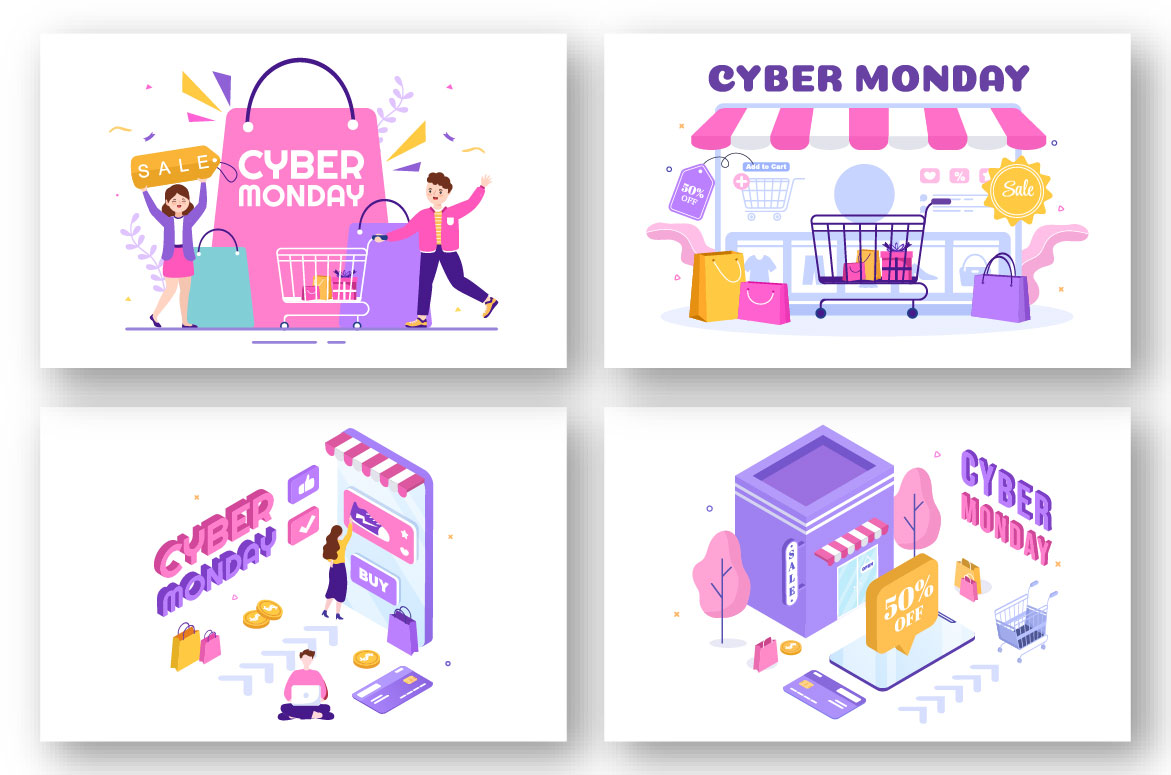 17 Cyber Monday Illustration for your sale.