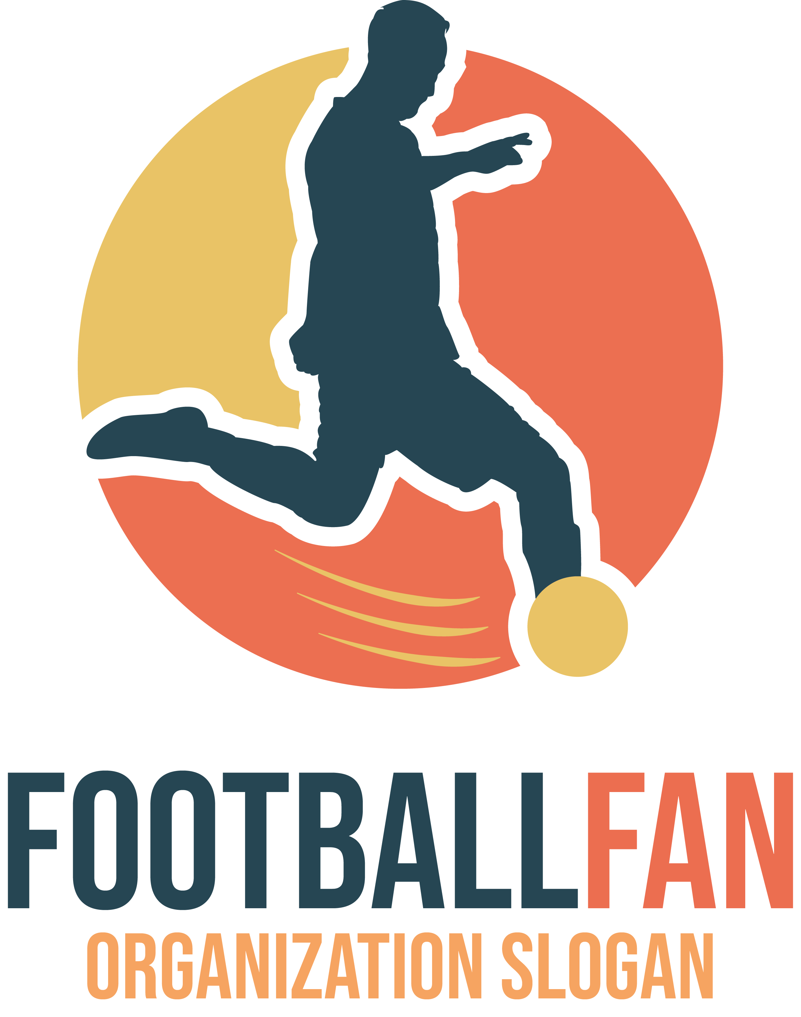 10 Football Fan Logos Kicking Yellow Ball.