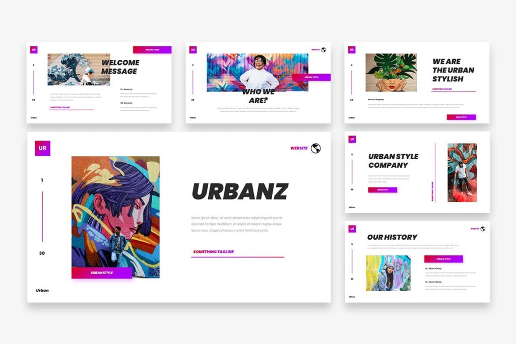 Urbanz Urban Graffiti Art PowerPoint Template MasterBundles
