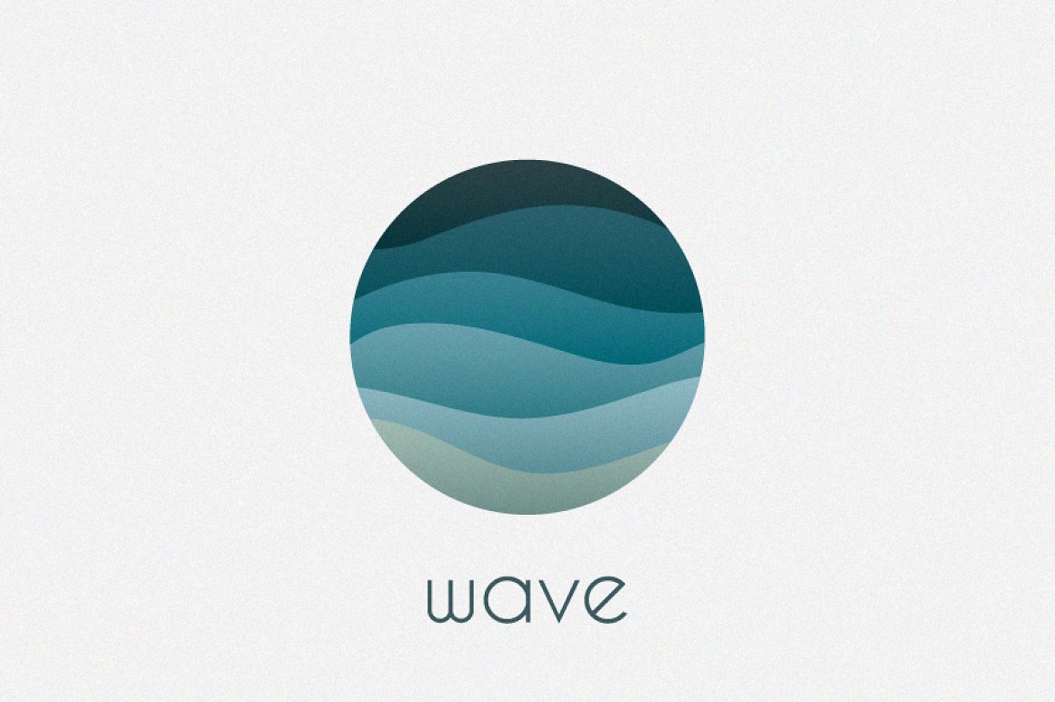 Round logo in a gradient wave.