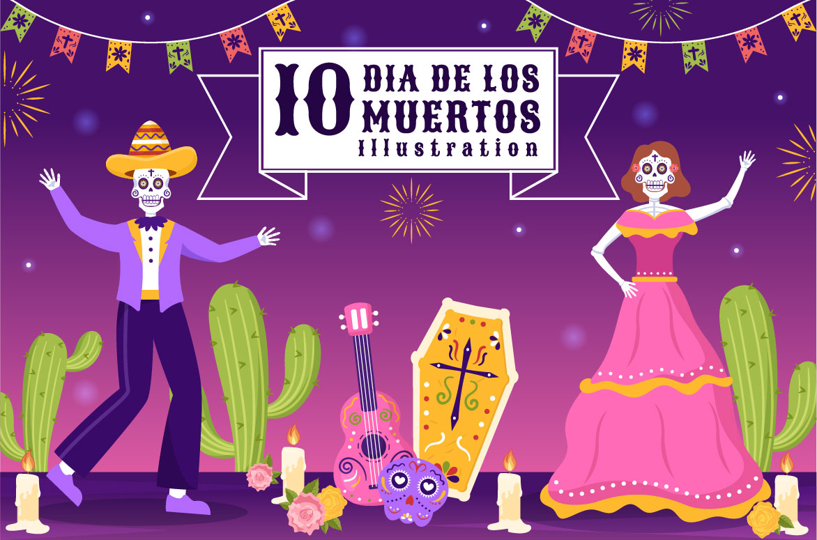 10 Dia De Los Muertos or Day of the Dead Illustration Facebook Image.
