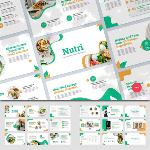 Diet and nutrition powerpoint template - main image preview.