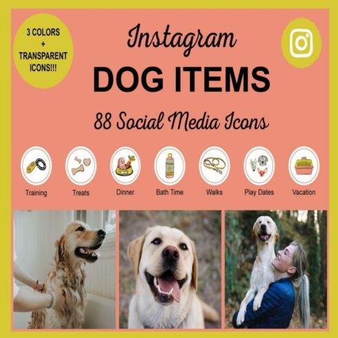 dog items preview Instagram Dog Items (88 Social Media Icons)