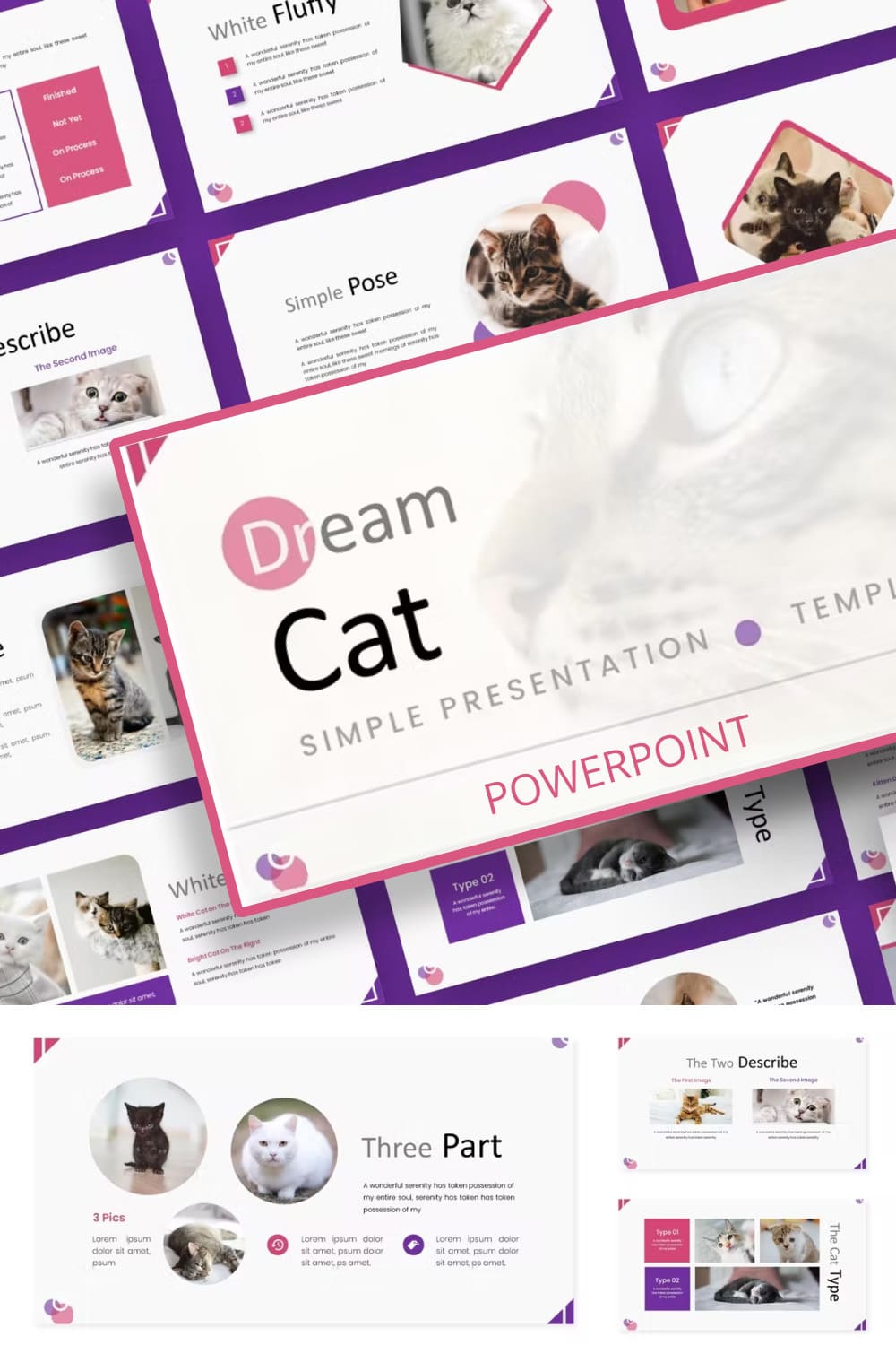 Dream cat powerpoint template - pinterest image preview.