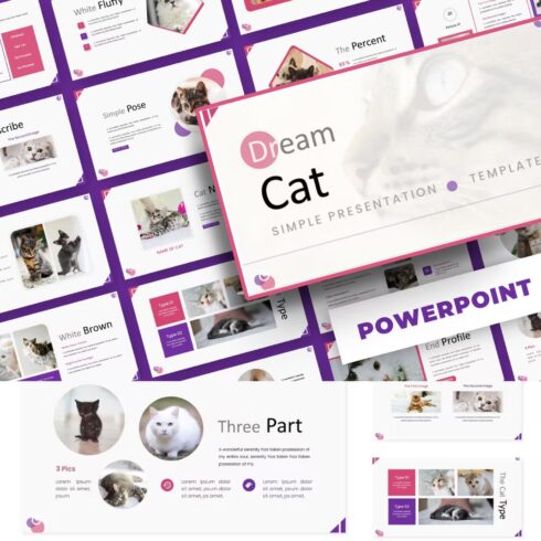Dream cat powerpoint template - main image preview.