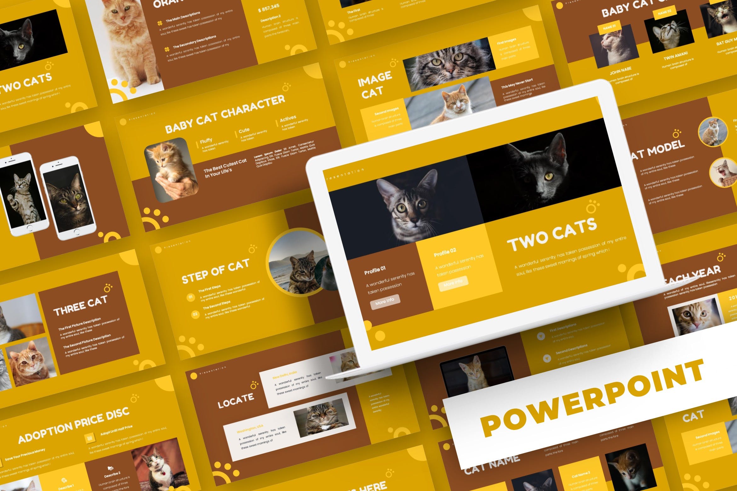 Cover image of Adopt The Cat - Powerpoint Template.