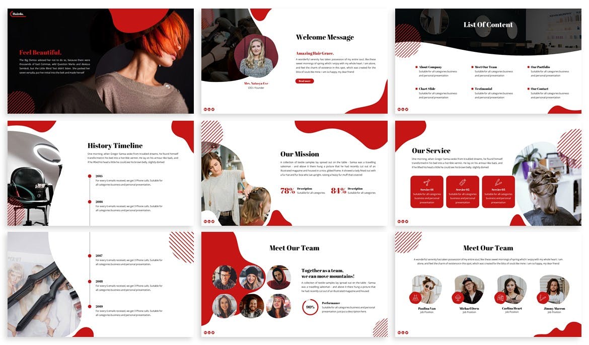 Modern template in red color.