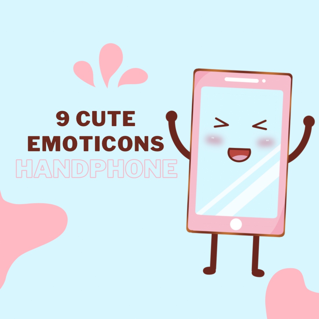 9 Cute Emoticons with Character Handphone and 2 Free GIF - Only $5 cover image.