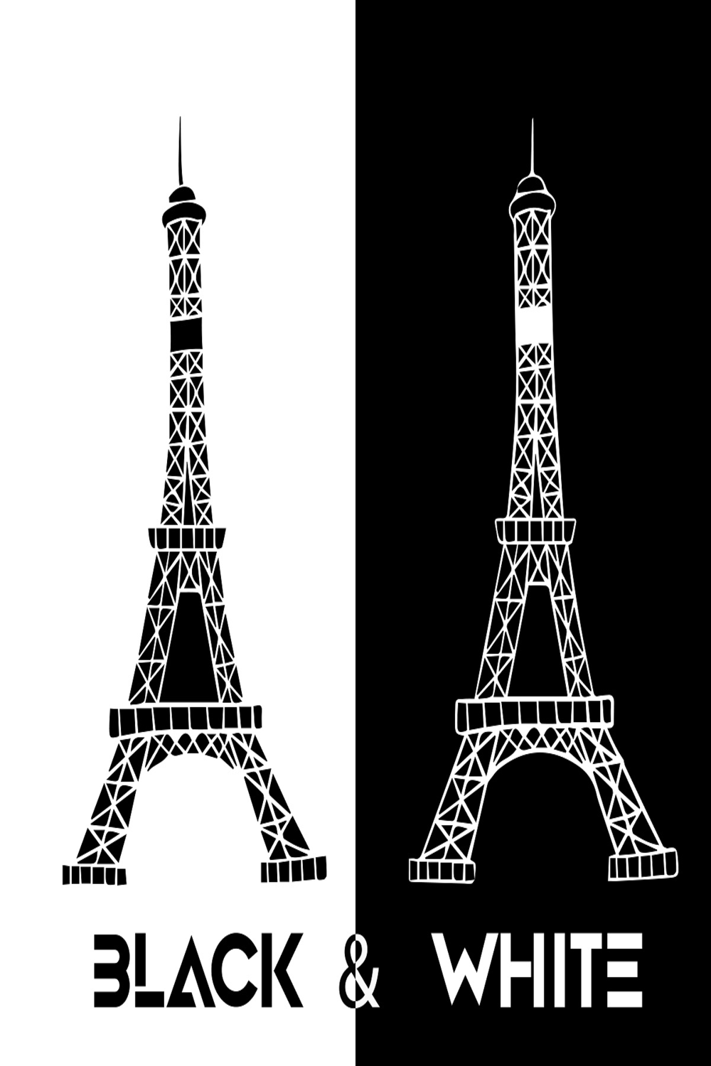 Eiffel Tower in Black & White pinterest image.
