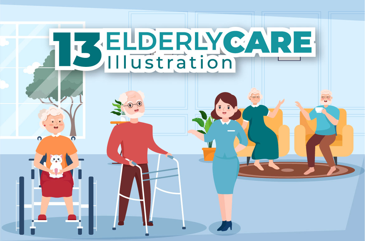 13 Elderly Care Services Illustration facebook image.