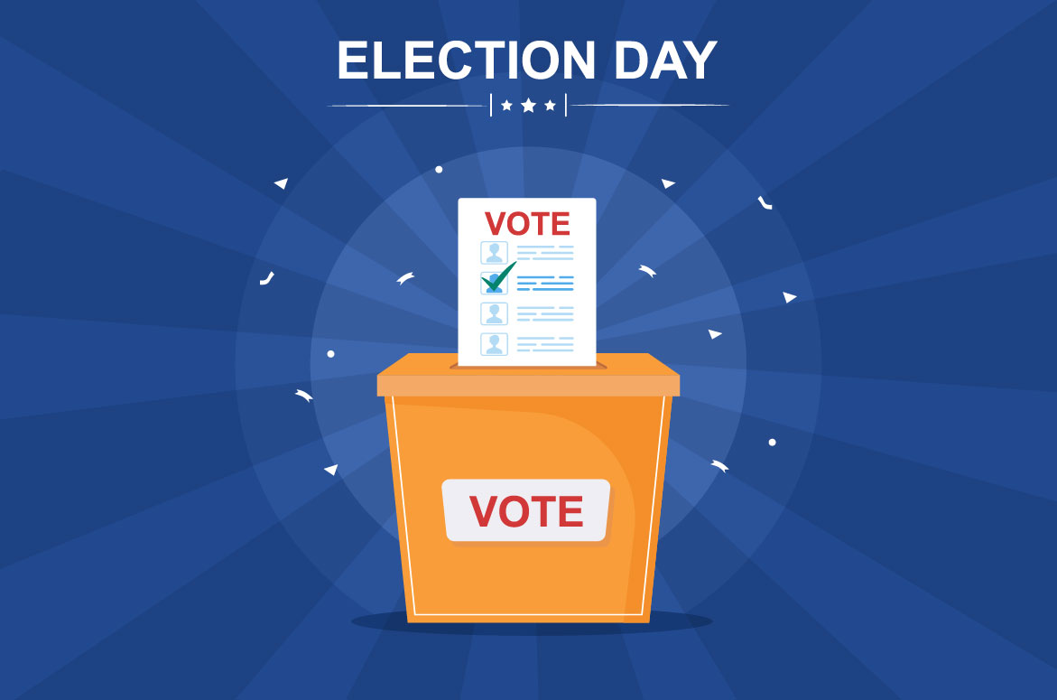 14 Election Day Political Illustration Dark Style Voting Box.