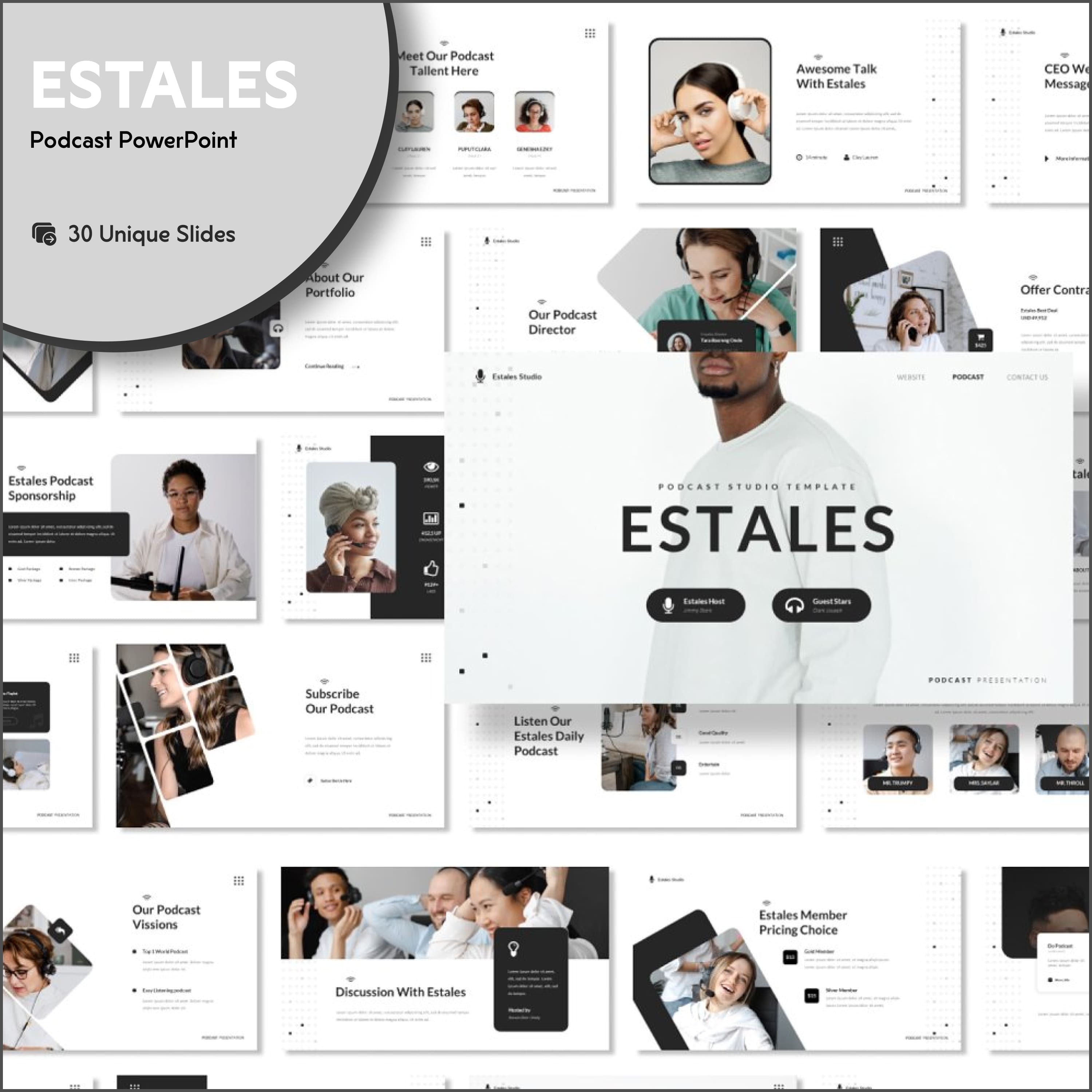 Estales - Podcast PowerPoint cover.