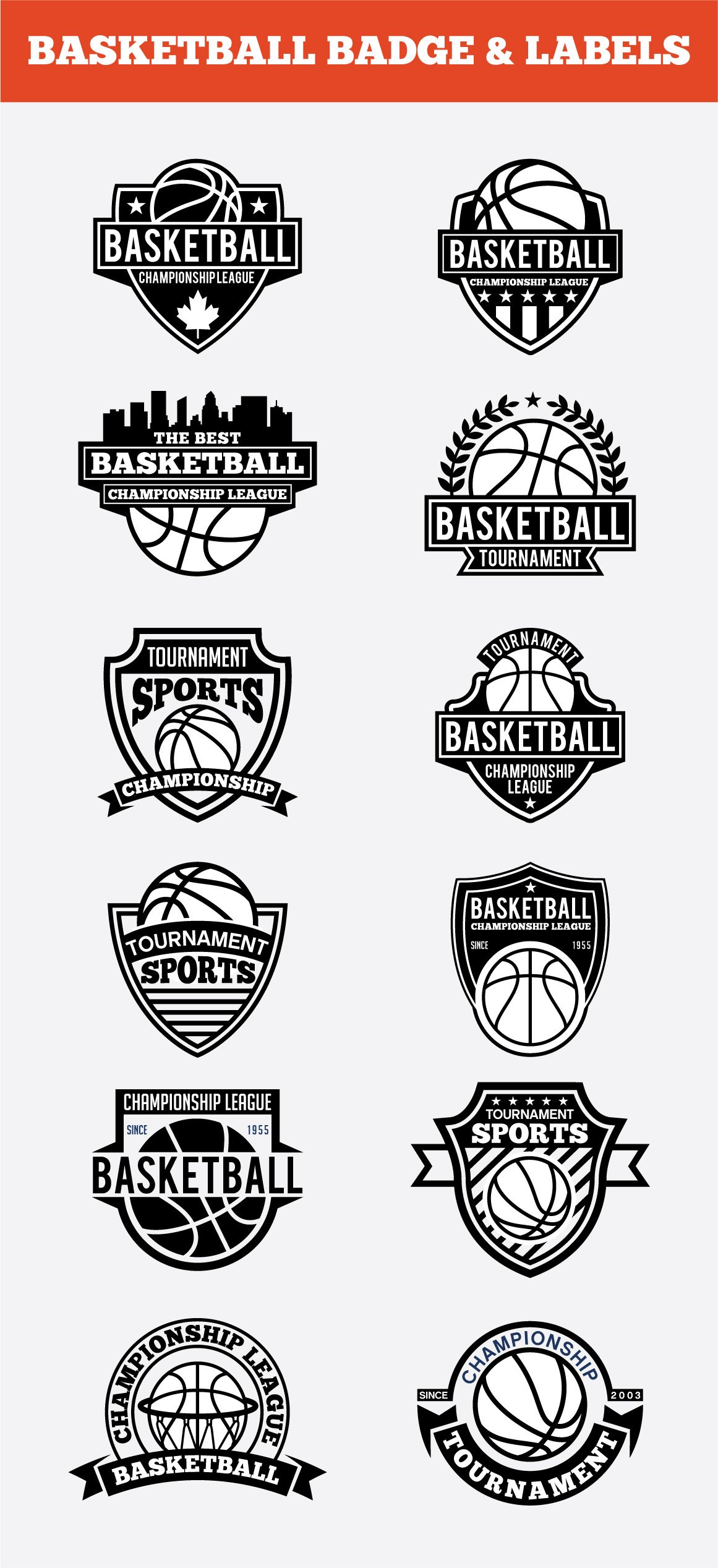 Black sport logos collection.