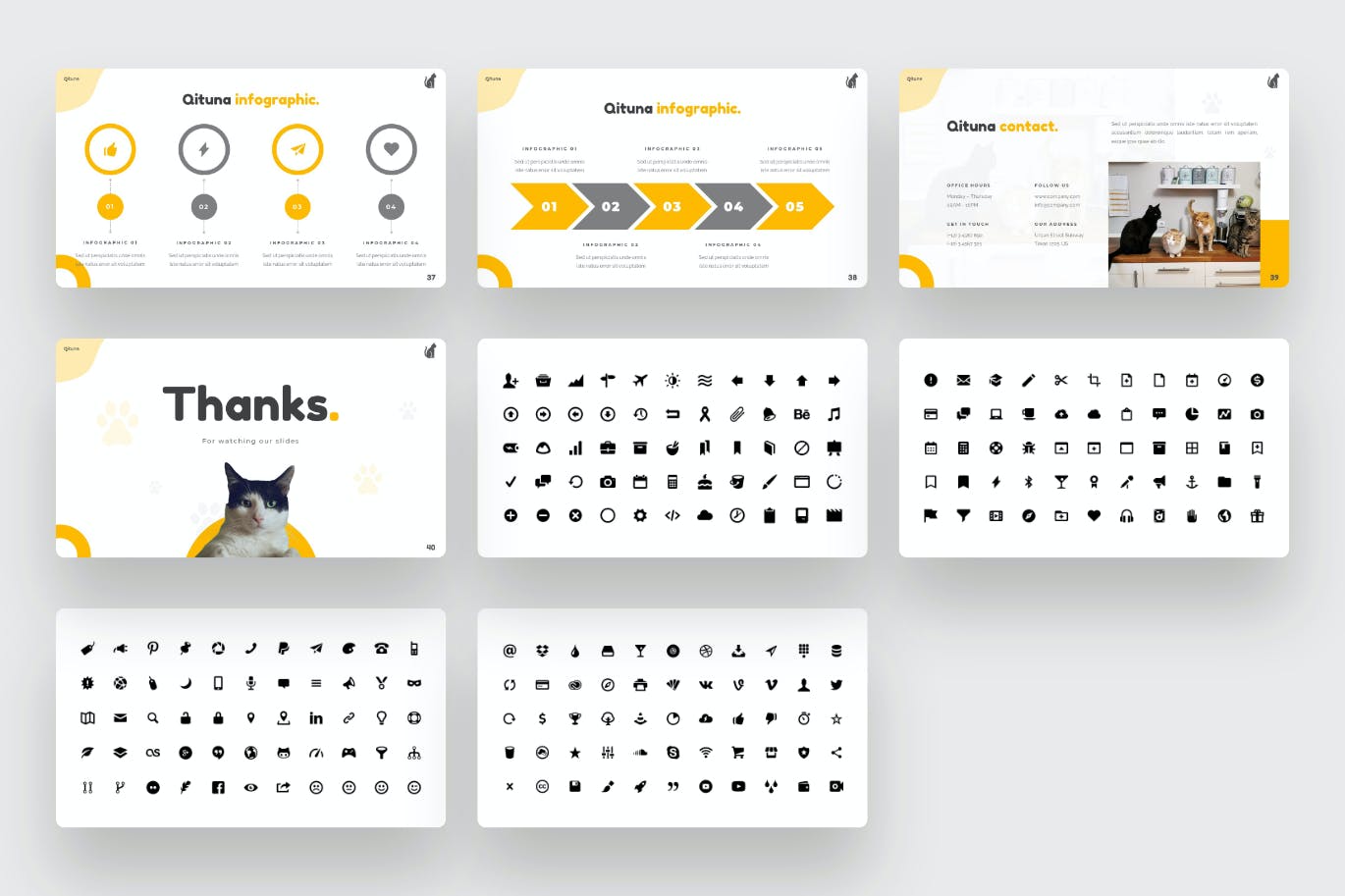 Template includes vivid infographics and icons.